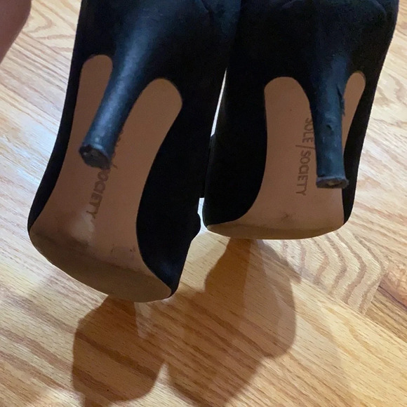 Sole Society Womens Darbia Shoe Heel Size 8 Black Suede Ruffle Pointed Leather - Picture 6 of 11